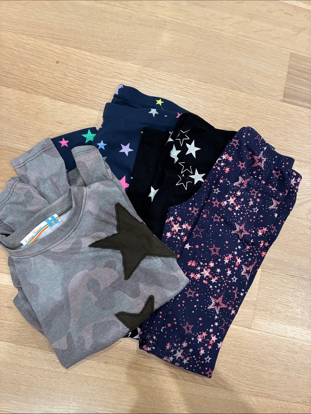Kids Star Print Shirt and 3 leggings Set bundle (4 total)